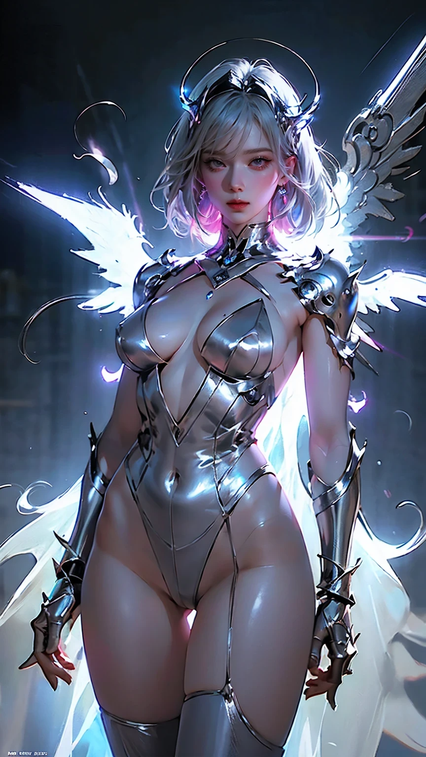 Madonna in translucent ethereal mechanical form,Menina futurista,mechanical joints,fundo urbano futurista,estilo modelshoot, (extremamente detalhado CG unidade 8k papel de parede), Beleza estilizada abstrata,,Surrealismo, 8k, Super Detalhe, melhor qualidade, Premiado, anatomicamente correto, 16k, Super Detalhe