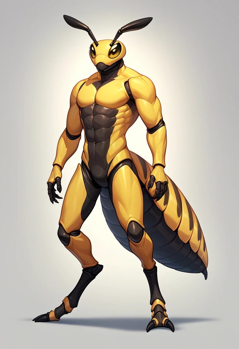 score_9, score_8_up, score_7_up,score_6_up,score_5_up, an anthro BEETLE warrior, anthro, more humanlike anthro beetle, male, muscle beefy chitin male character, insect, anthro insect, arthropod, arthropod abdomen, exoskeleton, yellow eyes, feet, fingers, solo, toes, digitigrade, warrior, beautiful, high quality, highly detailed, digital art, full body, chitin,