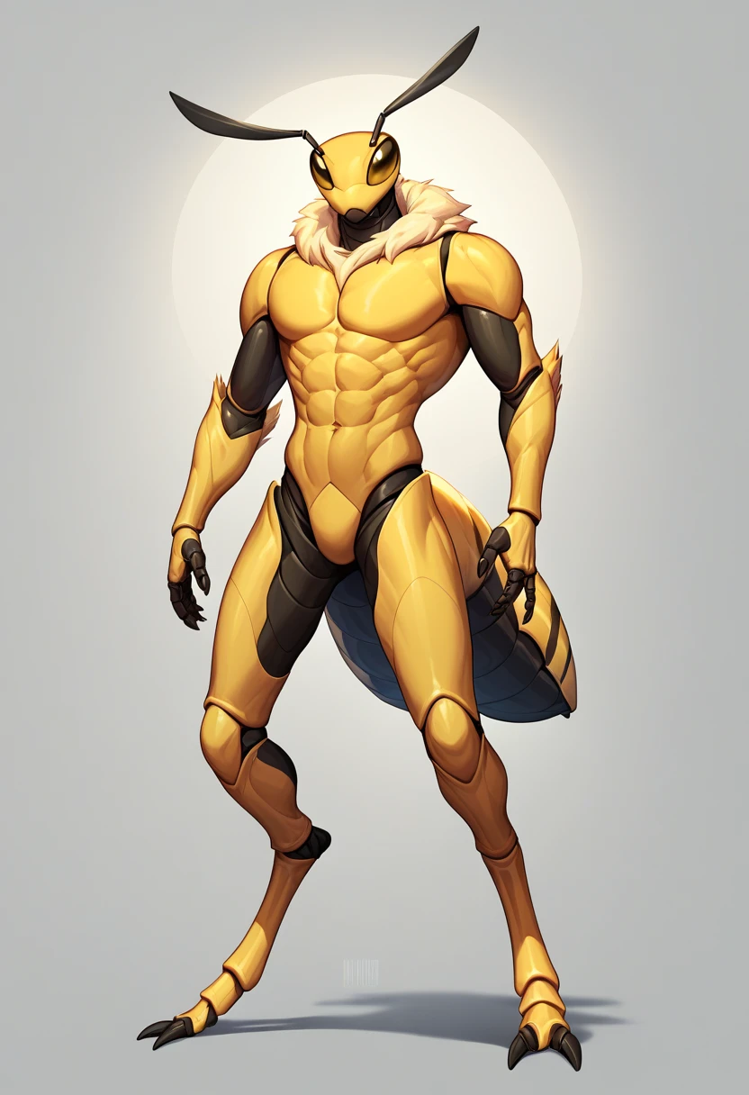 score_9, score_8_up, score_7_up,score_6_up,score_5_up, an anthro BEETLE warrior, anthro, more humanlike anthro beetle, male, muscle beefy chitin male character, insect, anthro insect, arthropod, arthropod abdomen, exoskeleton, yellow eyes, feet, fingers, solo, toes, digitigrade, warrior, beautiful, high quality, highly detailed, digital art, full body, chitin,