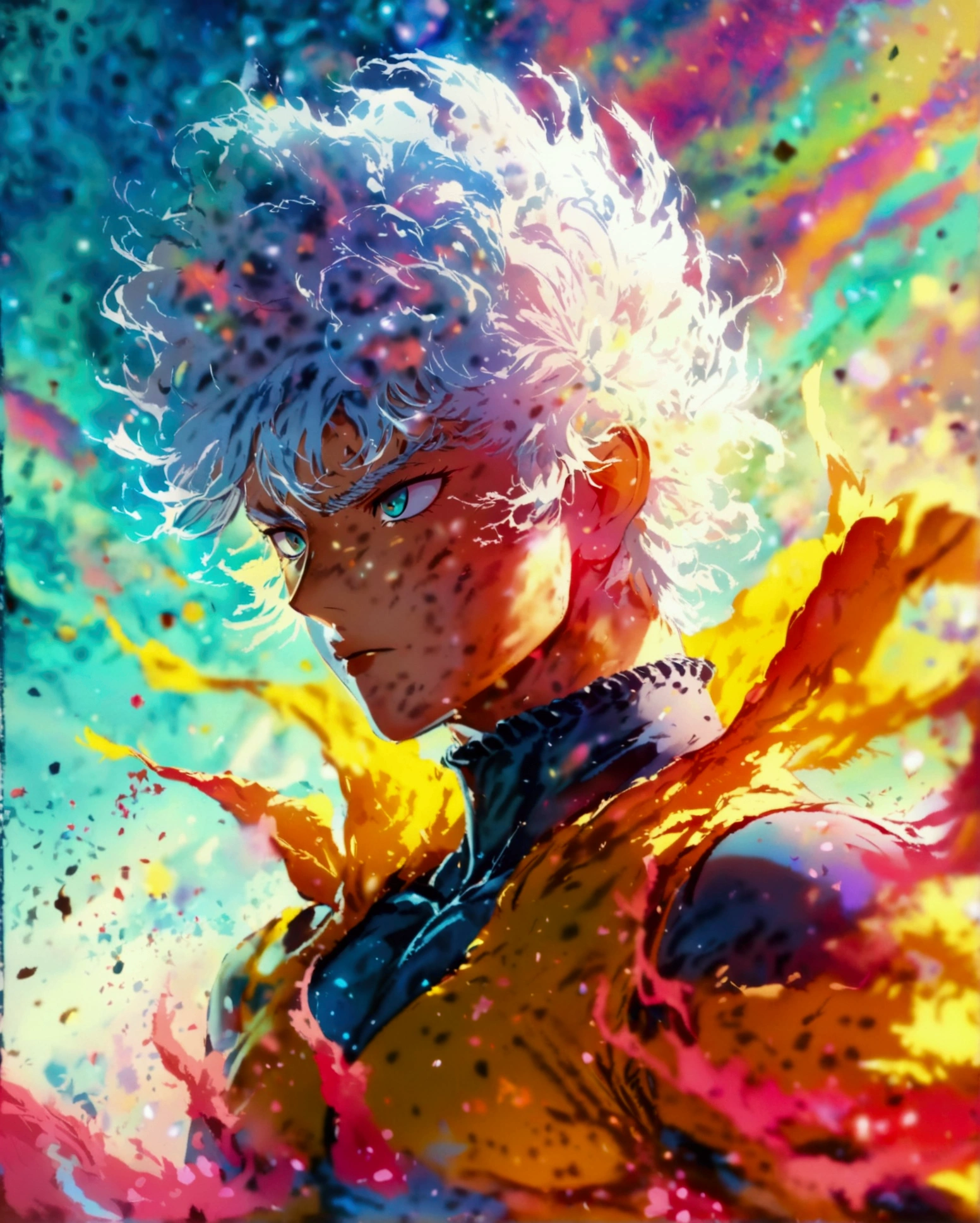 anime cosmic garou from one punch man, full body shot, ultra wide shot, smooth, digital illustration,