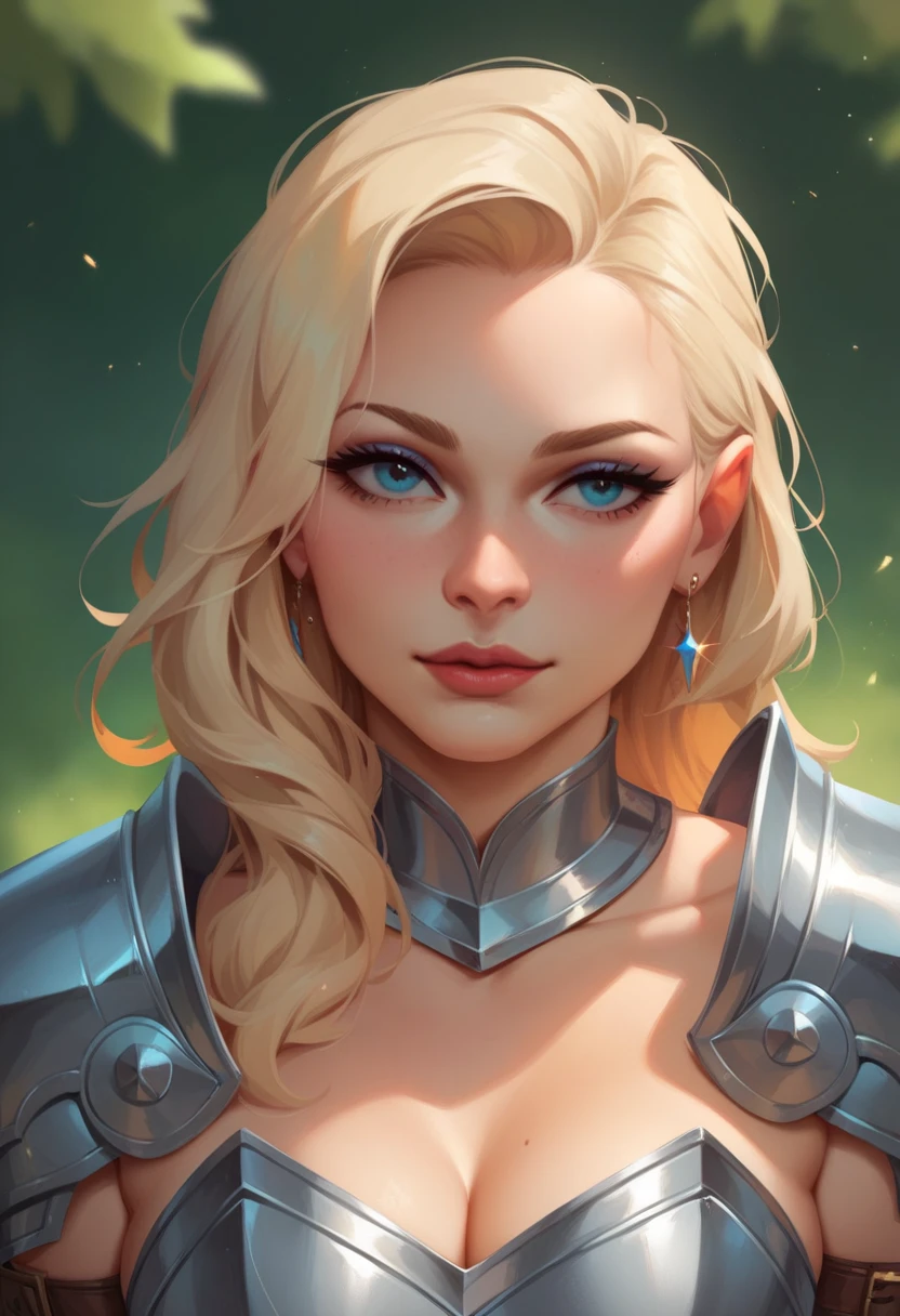 Blonde beauty in full armor 