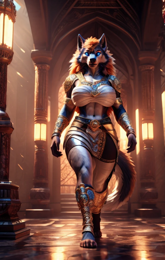  wolf, ears , realistic body tape, thin1tail ,perfect skin, face detailed, very oil skin,detalied blue eyes,perfect eyes,  orange hair,bare navel,gigantic breasts, white latex gloss, sarashi clothing dress, High-heele,  full length, extreme detailed,  masterpiece,8k, stunning, highly detailed, 8k, ornate, intricate, dehazed, atmospheric,duration:1.6), physically based visualization,bright colors,cinematic lighting, fantasy city, epic detailed,Шедевр,Высокое разрешение, Высокое качество, Улыбаться,  Рендеринг 8K, epic realism, Прическа с шипами, Двойные локоны, 