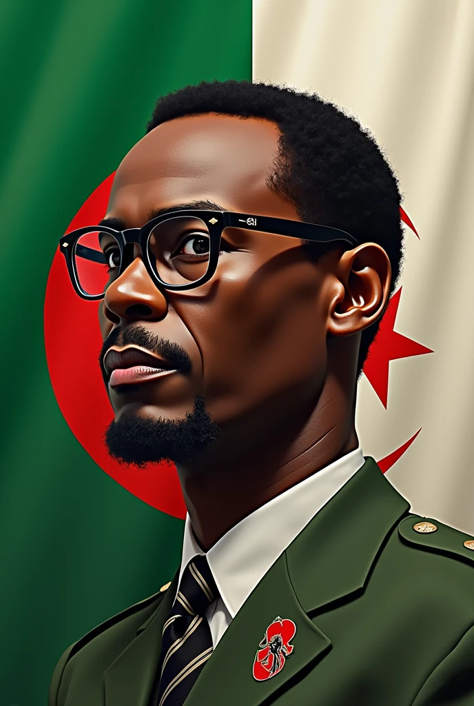 A 4k illustration of a caricature of Samia Suluhu, the president of Tanzania, wearing a hijab sun glasses. and military combat with Oman label  She has a stern. The text "Viva Oma..!" is written above her head in large, bold letters. The background is a mixture of Arusha City and Mount Kilimanjaro. with mass of Masai children