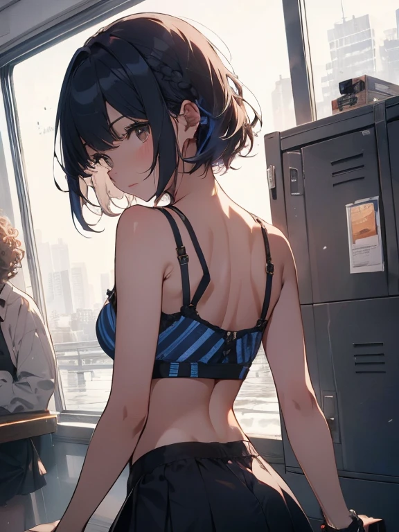 (highest qualityのイラスト:1.2), (cute girl:1.1), (1 girl, alone:1), (2 girls、8-year-old、、、small、cute、cute、small胸、Very detailedな目:1.2)、(lily、kiss、Hug from behind、grab、eyes half closed、eye contact:1.Sweat、I was embraced、blush:1.1)、 break White Bra、ピンクのgood、Blue Bra、Green bra、Grey Bra、light Grey Bra、 Striped bra、水玉模様がgood、goodチェック柄、cute、good、kids good、sporty、camisole、Cotton panties、School Skirt、Blake Black Hair、Blue Hair、Brown Hair、extra belly short hair、short hair、Middle Hair、Hair length、Wavy Hair、Curly Hair、Pale pink braids、Princess Cut、Bobcut、Twin tails、低いTwin tails、ponytail、ライトブルーのローponytail、break(locker room:1.2)、(evening、evening、Orange sunlight:1.2)、 break(highest quality、Very detailed、Very detailed and beautiful、超A high resolution、Arm details:1.2)、Browsing Caution Beautiful Pool