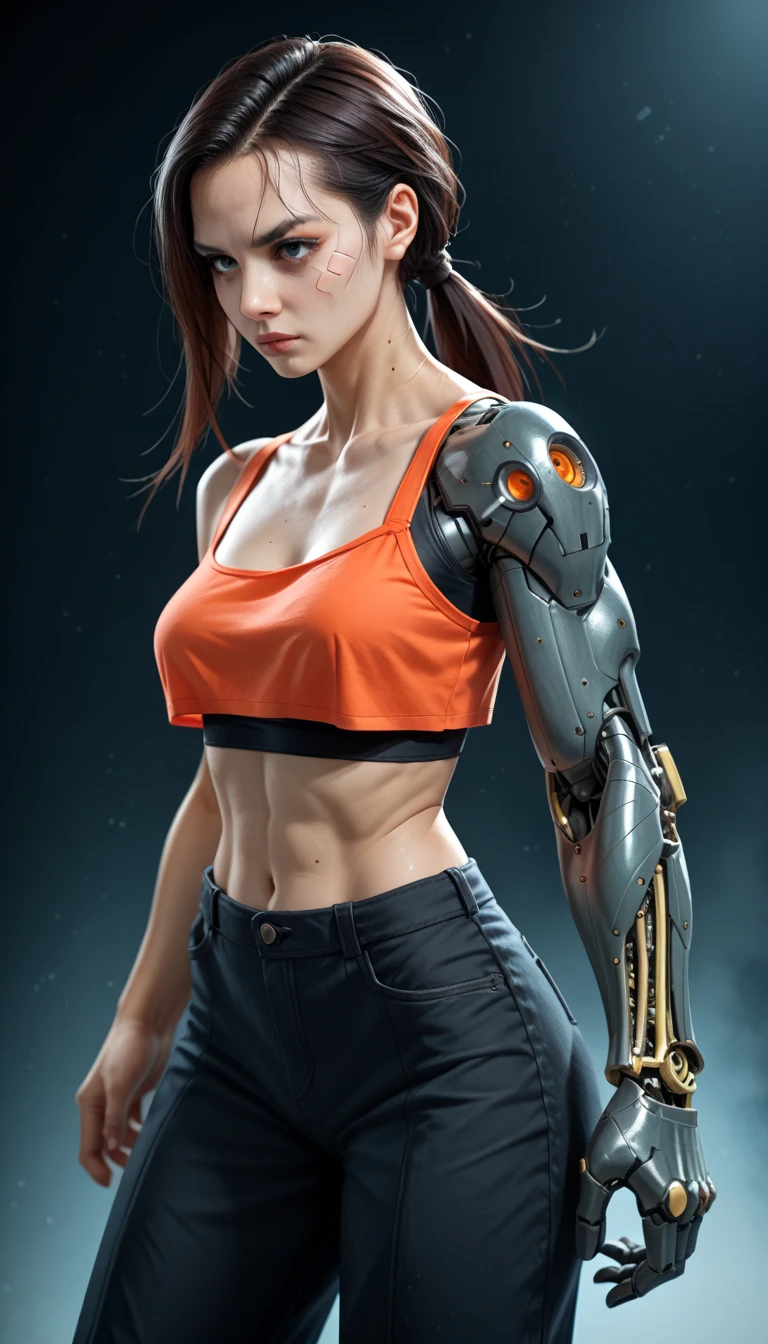 Supergirl de DC photography, biomech, Robot complejo, Crecimiento total, hyper-realistic, insane small details, Extremely clean lines, aesthetic cyberpunk, obra maestra presentada en Zbrush Central