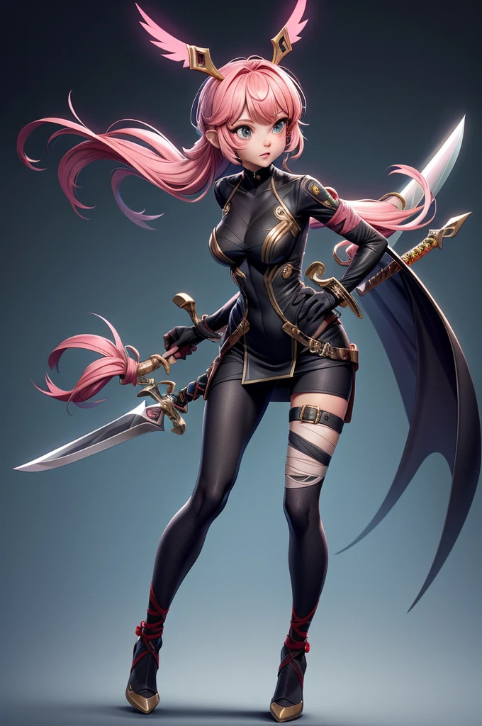 (1 Princess Peach/cybernetic suit/Ninja/huge breasts/Mohawk hair/full body tattoos/Katana/bloodbath/clothing/body, Unreal Engine 5, Anime Style, Masterpiece, Max Resolution/Sharpness/Quality/detail, (running very fast), (sword wielded above waist), staring at the viewer/smiling/clothing and body all wet, in a macabre ancient temple with extremely heavy rain with half-flooded ground.