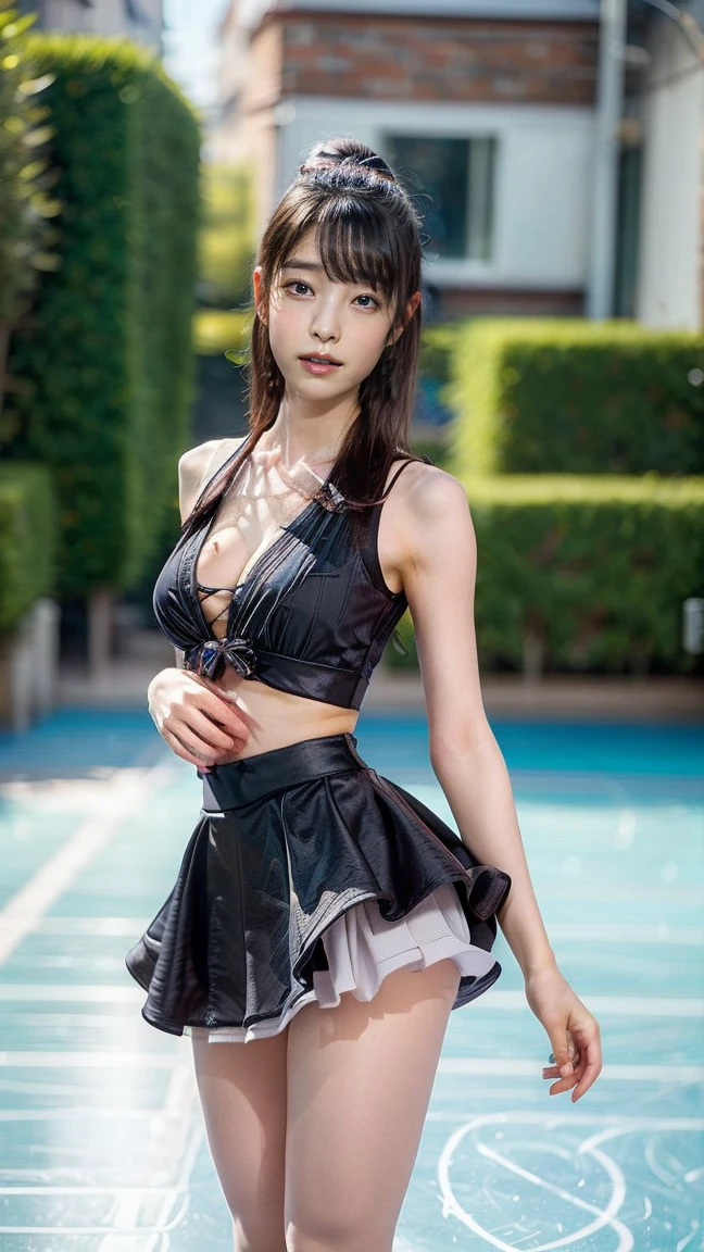 8k resolution, a girl, best quality, masterpiece, realistic, big breasts, hips, small man's waist, slender long legs, autumn, river, splashing, wet, full body shot, happy, pure desire, Peugeot figure