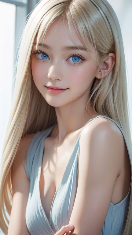 One girl White Pool Completely naked Beauty high resolution High precision Blonde whole body White White skin Detailed skin 40 years old blue eyes Detailed face whole body smile Long Hair