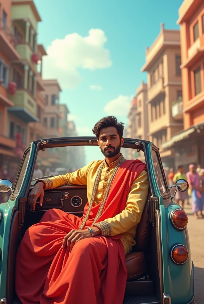 Ayush mehul Ghloth in a lungi driving a Rolls-Royce