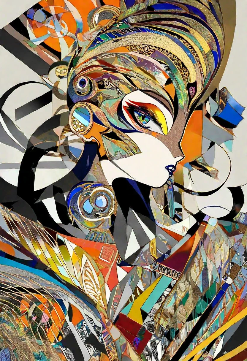 best quality, high quality, masterpiece, flat color, [by horz:Sara Wollfalk:0.7],
BREAK
detailed beautiful face, Professional fashion portrait of a person with innovative makeup, magic makeup, by Riccardo Tisci,  break
Unique and intricate makeup by Random blend of art movements, fusion of impressionism and surrealism, abstract expressionist elements, modernist and postmodernist influences, cubist shapes, futurist dynamics, dada randomness, baroque complexity, art deco elegance, gothic mood, renaissance inspiration, psychedelic patterns, avant-garde style, minimalist and maximalist contrasts, vibrant street art, rococo flourishes, Futuristic fashion, cutting-edge design, aesthetic excellence, high-fashion look, Avant-garde attire, innovative styling, striking beauty, artistic fashion statement, High-tech fashion, sleek and elegant designs, visually stunning, modern couture, Fashion forward, groundbreaking aesthetics, sophisticated elegance, trendsetting style, surrealistic, fantasy art, abstract, doodle art, [(details:1.2): [ (many small details:1.3) : [ (many ultrasmall details: 1.2):(very detailed ultrasmall edges and microrelief:1.5):0.7 ]: 0.4 ] :0.2],  