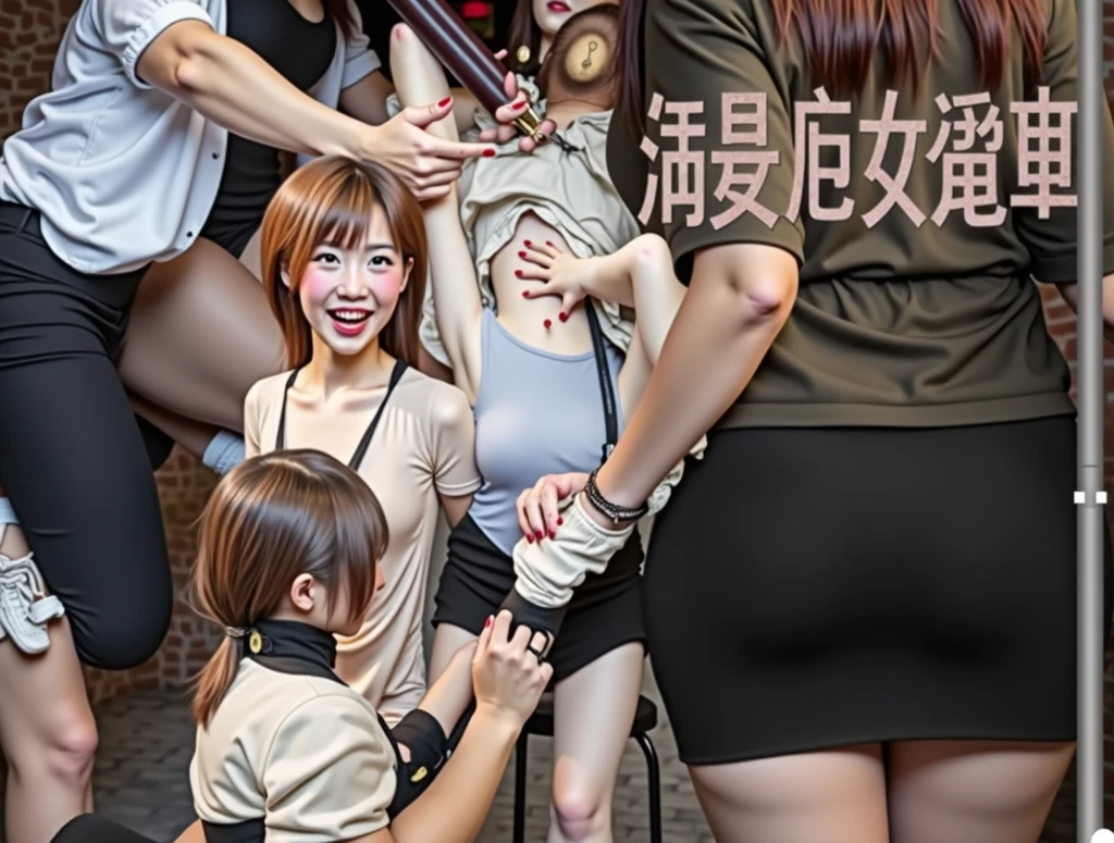 top quality picture　、(((fullnude))) 　, Tour guests　、United Kingdom、palatial palace　、(((big crowd)))　、Sit up　　　、(((throughout the room)))　、(((Two people)))　、Restraints　、　(((low angles)))　、fullnude、　(((very small udder)))　,(((tied breasts by the rope))) ,(((Arms behind the back)))、Small、
　、Collar with rope　　、(((distressed look)))　、Thin ropes that bind the body、full body Esbian、low angles　、chains　、low angles　　、 Black hair　、chandeliers　、 shining beautiful skin , Sweat, collar and chain accessories, beautiful black pupil and hair, Detailed expression　, beautidful eyes,