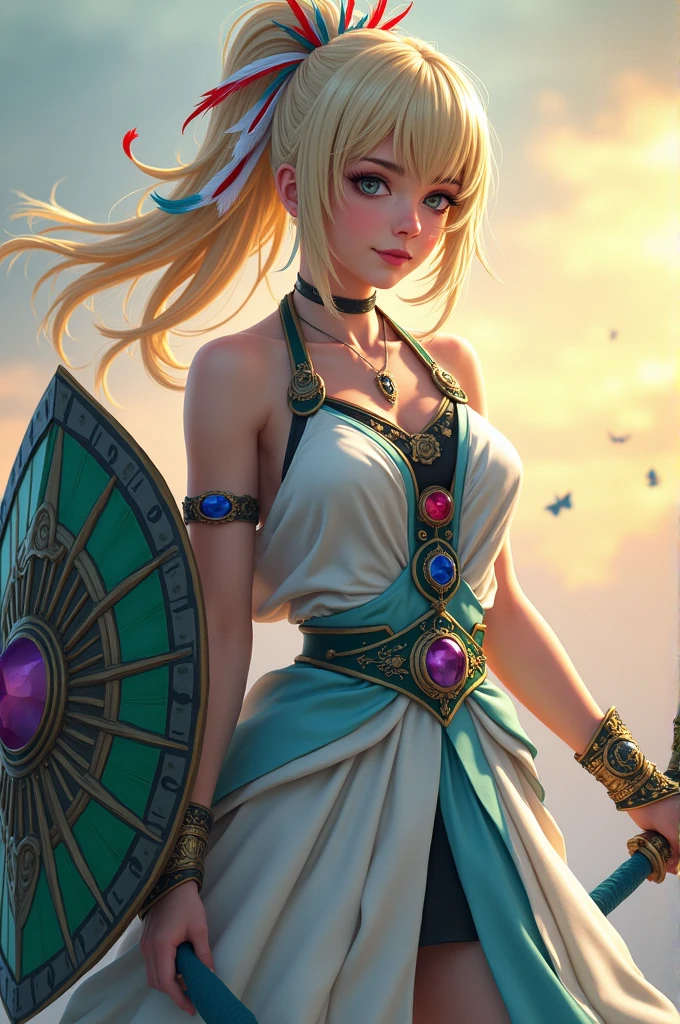 White panties,Valkyrie swinging a sword,