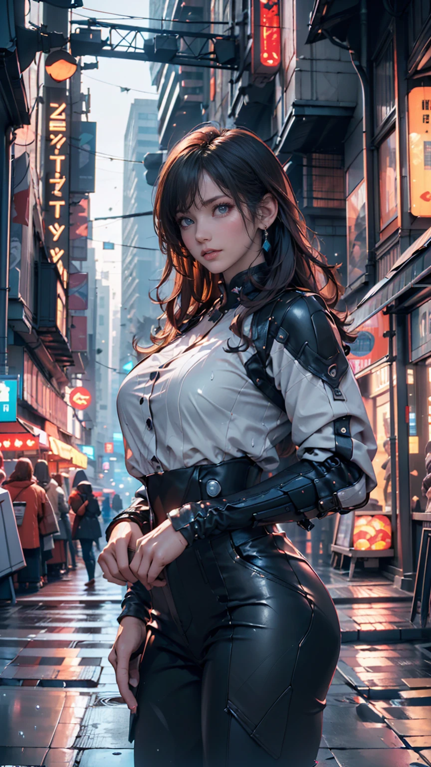 there is a woman with small breasts and massive hips in a corset and a black and white outfit, with Fishnet on breasts, humble outfit, wearing techwear and armor, cyberpunk outfit, wearing japanese techwear, intriguing outfit, all black cyberpunk clothes, cyberpunk style outfit, female cyberpunk anime girl, cyberpunk streetwear, cyberpunk dress, anime girl cosplay, photograph of a techwear woman, cyberpunk anime girl, wearing cyberpunk streetwear, maid outfit