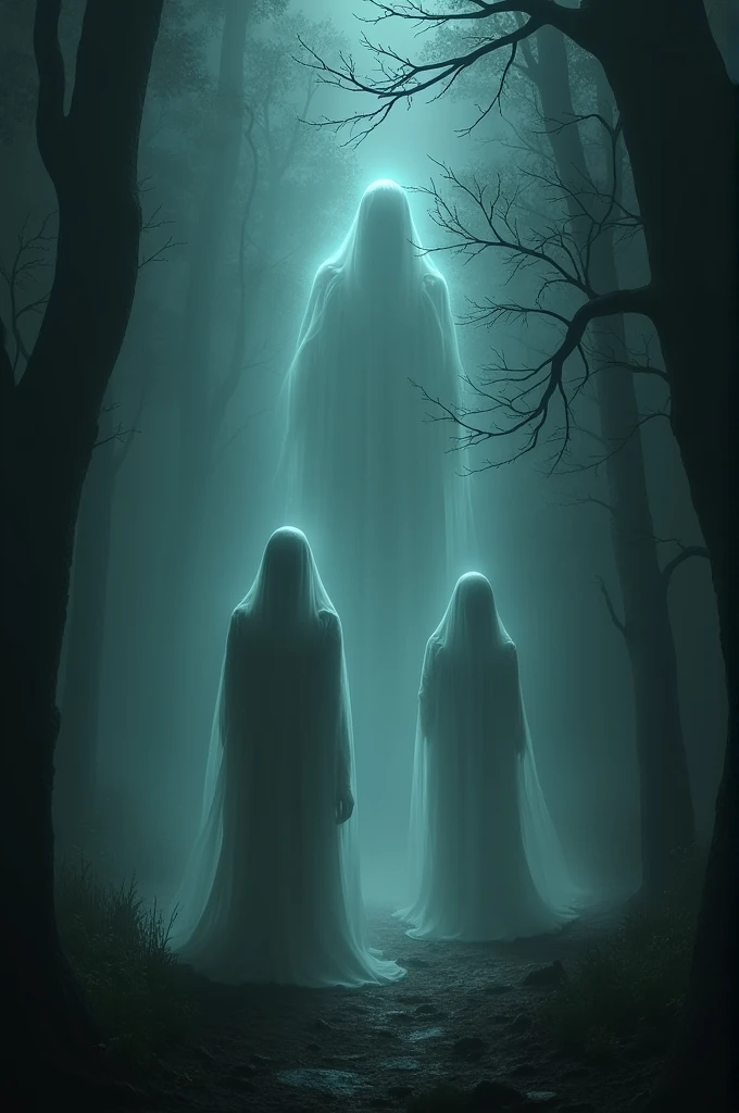 A fight between ghost and humans in creepy night