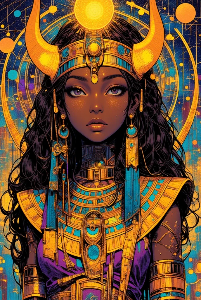 Girl Drawing、Chemical,  Afrofuturism , Afrofuturist,   African Cyberpunk Wizard,  Afrofuturism  style,  Afrofuturism , Chemical symbolism,  Hieroglyphic Mysticism   , Osiris,   Art Deco Shaman  , Egyptian god dmt the death of ego , Psychedelic Horror  ,highly detailed visionary art , DMT Egodes  ,Shamanic Fear  ,LSD art,