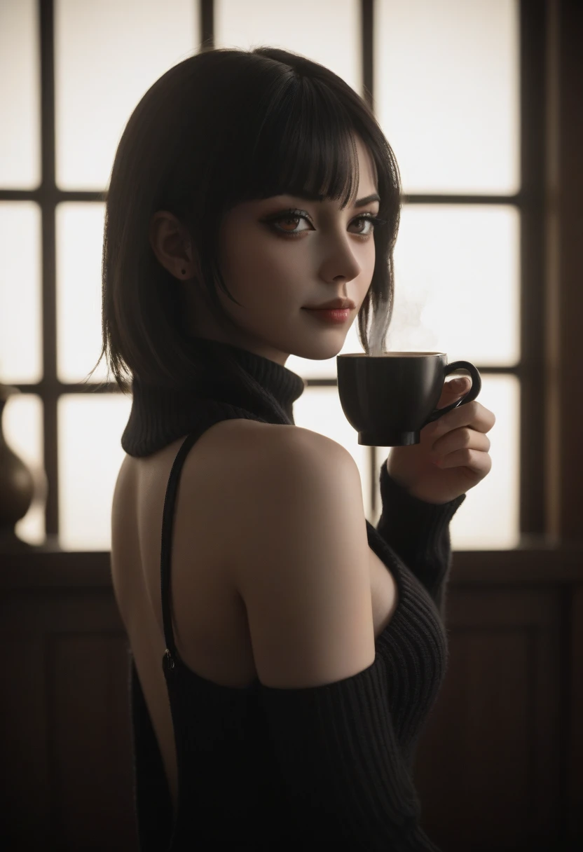 (masterpiece), better quality, ultra high resolution, a bramco cat on top of a wooden table looking at the expectsor next to a porcelain cup with coffee, on a Sunday morning, photon mapping, radiosity, physically-based rendering, cinematic lighting, intricate, high detail, sharp focus, dramatic, photorealistic