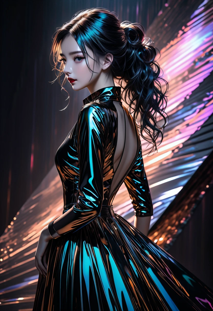 ((highest quality)), ((masterpiece)), (very detailed:1.3), 3D, beautiful (cyber punk:1.3) Female hacker with thick voluminous hair working with a computer terminal, computer server, LCD Screen, fiber optic cable, corporate logo,HDR (high dynamic range),ray tracing,NVIDIA RTX,super resolution,unreal 5,Scattered beneath the surface,PBR texturing,Post-processing,anisotropic filtering,Depth of the bounds written,maximum clarity and sharpness,multilayer texture,Albedo and specular maps,surface shading,Accurate simulation of light-matter interactions,perfect proportions,octane rendering,two-tone lighting,Low ISO,White balance,Rule of thirds,wide caliber,8K RAW,efficient subpixel,subpixel convolution,luminescent particles,