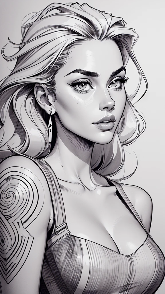 Graphic illustration，(geometric shapes)，closeup cleavage，high qulity，A detailed，full bodyesbian，scribbles
