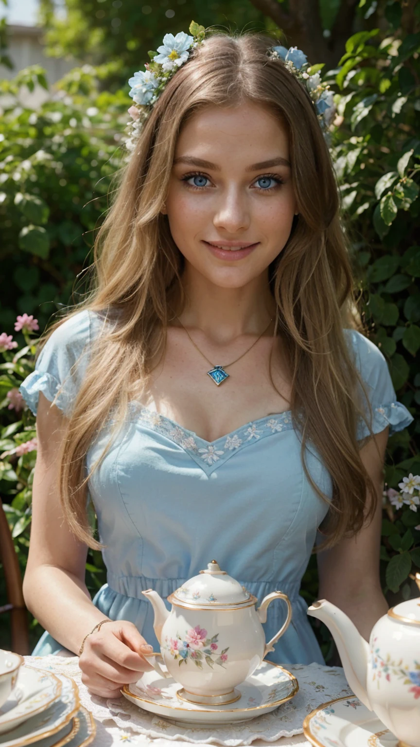 (detailed), perfect face, realistic photo of beautiful woman, blue eyes, piercing eyes, long hair, blond hair, wearing detailed necklace, Polish, influencer, light freckles, big lips, wearing detailed diamond bracelet, wearing detailed branded watch, wearing detailed diamond ring, Instagram, sharp photo, perfect body, model looking, realistic photo of a woman, golden, blond hair color, perfect detailed hands, perfect detailed fingers, ((best quality)), ((masterpiece)) (smile:1.2) As the first light of dawn casts a soft glow over the landscape, iamsophia stands at the brink of a whispering canyon, where the air is alive with the echoes of ancient times and the fresh scent of pine. Her blond hair flows freely, touched by the light of the rising sun. Her sky-blue eyes gaze into the depths of the canyon, a mirror reflecting the tranquil beauty of the world awakening around her. Leaning gently against the railing of an aged wooden bridge that spans the chasm, she is a figure of quiet contemplation, immersed in the serene majesty of the moment. Here, at the edge of daybreak, iamsophia becomes part of the canyon's eternal story, a witness to the earth's whispered secrets and the profound calm of nature's embrace.