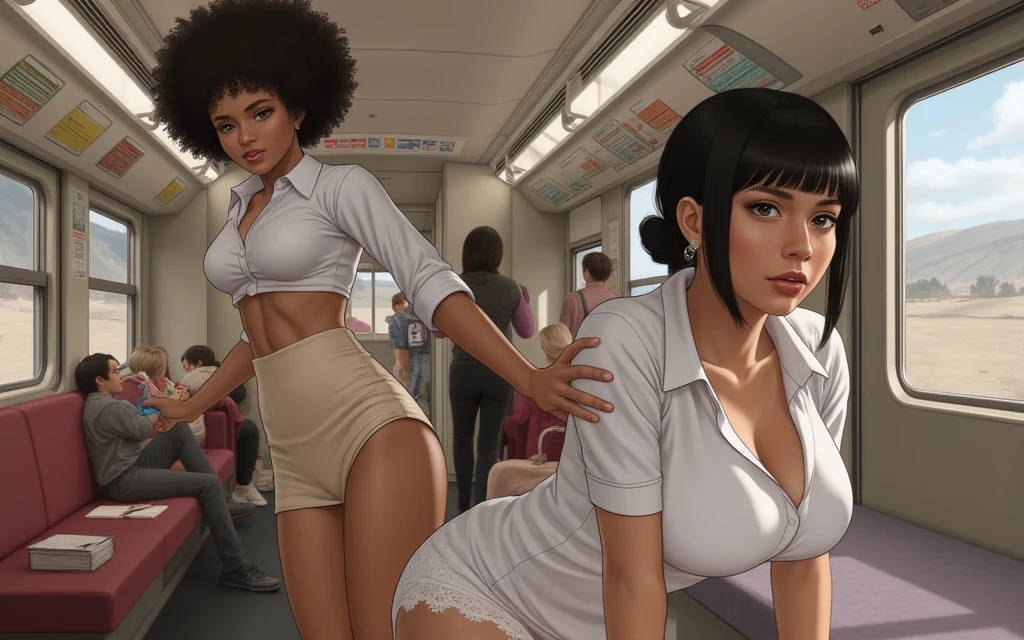 (highest qualityr)), ((obra maestra)),、Resultado del tono、mujer adulta、 ((Tiro de panty:1.5))、En pie piernas abiertas、lift skirt 、rubio、ojos verdes、(Cum en desbordamientos :1.5)、 small boobs、sobbing tears、(Tanga:1.0)、 Rodillas altas blanco、( en vaginal:1.3)、 en la boca、(Underboob,show off nipple:1.0)、muchos estudiantes alrededor、 Enfoque bajo vista、NSFW, realista, obra maestra, VERY crowded subway train interior detailed scenario, VERY crowded subway train interior detailed background, Mini falda sexy, (fear expression), cara sonrojada, Attractive man groped woman 1 from behind,(((Hombre atractivo presionyo su pecho sobre la mujer 1 espalda))) y (((holding her waist behind her)))