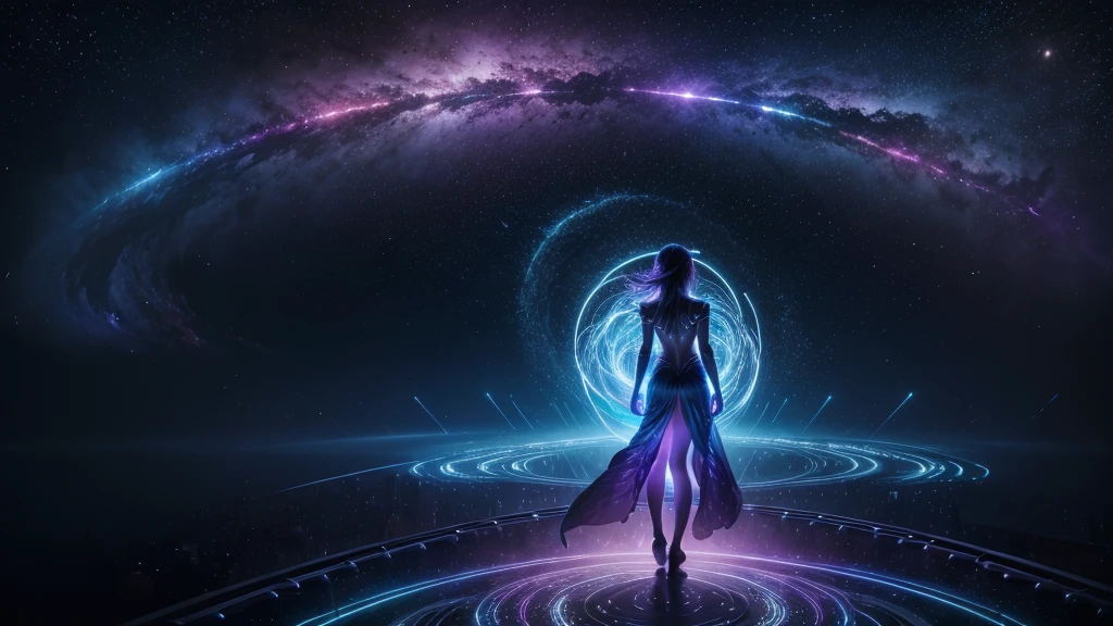 Split image: half representing the real world, half a fantastical dream world, with a figure standing in the center connecting both realms