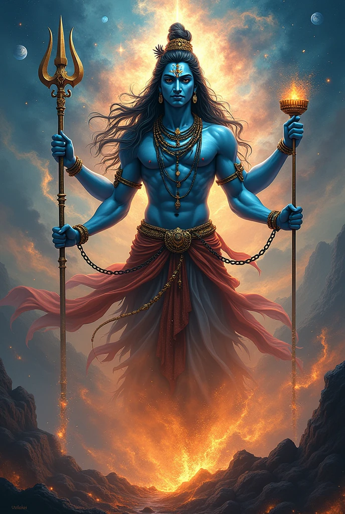 Mahadev photo in dangerous avtar with their one hand was hold there trident 