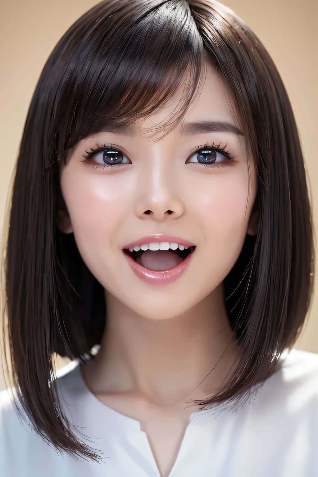 ( 1 Nogizaka Girl ,masterpiece, 最 High Quality ,  High Quality , ultra   Kampala ,  Kampala ,  Details, highly   Details, super   Details,  3d rendering ,  Unreal Engine ,  Unity 8K Wallpaper :1.3), one woman, Japanese Women, beautiful woman,incredible  beautiful woman,( facing forward_v1:0.4), (  white blouse, OL,  viewers,whole body:1.2),( surprised expression,   Open your mouth wide ,  her eyes are wide open , Raise your eyebrows,  has encountered an unexpected event  :1.5),   Details eyes,   Details skin,  Beautiful skin,  very beautiful ,  small face ,Oval Face, Beautiful eyelashes ,  Details eyelashes,  Details face,  Details,  bright lighting,   professional lighting   , Natural eyebrows,  slender, Chest,    Details eye resolution,   short haired ,  short hair,   black hair straight, With bangs
