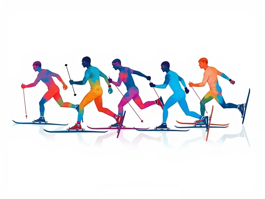 illustration, Abstract, silhouette, colorful, cross country skiing sprint