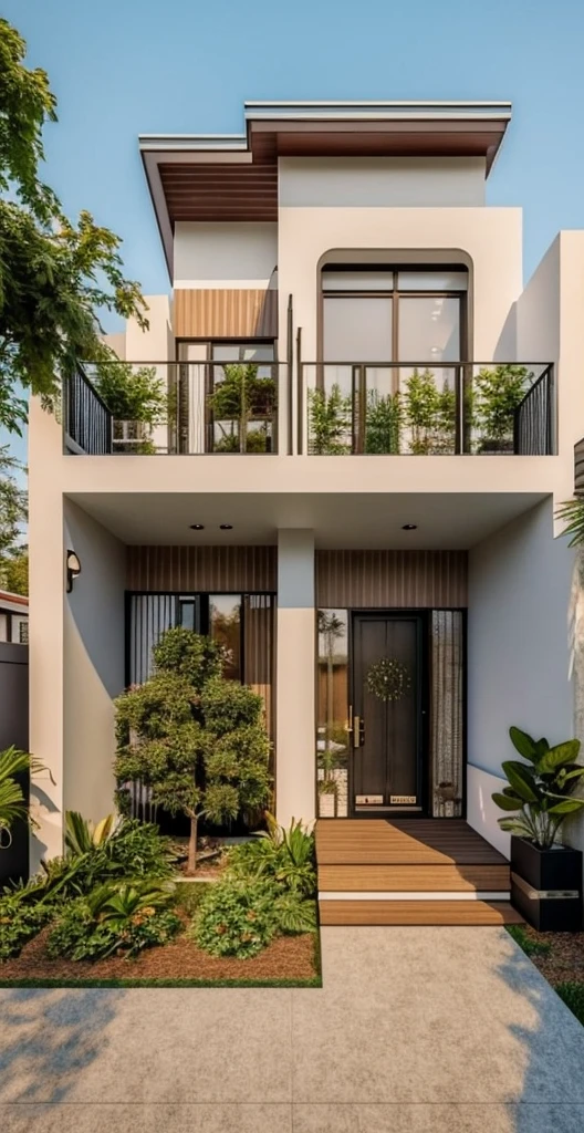 (Townhouse in city ,close houses and trees), (indochine style architecture) daylight ( best quality) ((high solution)) ,(( photo realistic)) ,warm light,  soft lighting, warm atmosphere,high Resolution, hyper detailed,4k ,vray render, octane render, hyper realistic, photography expert ,exterior design , professional photography, exterior photography,wide-angle shot , ultra detail , high Resolution , full frame, full body