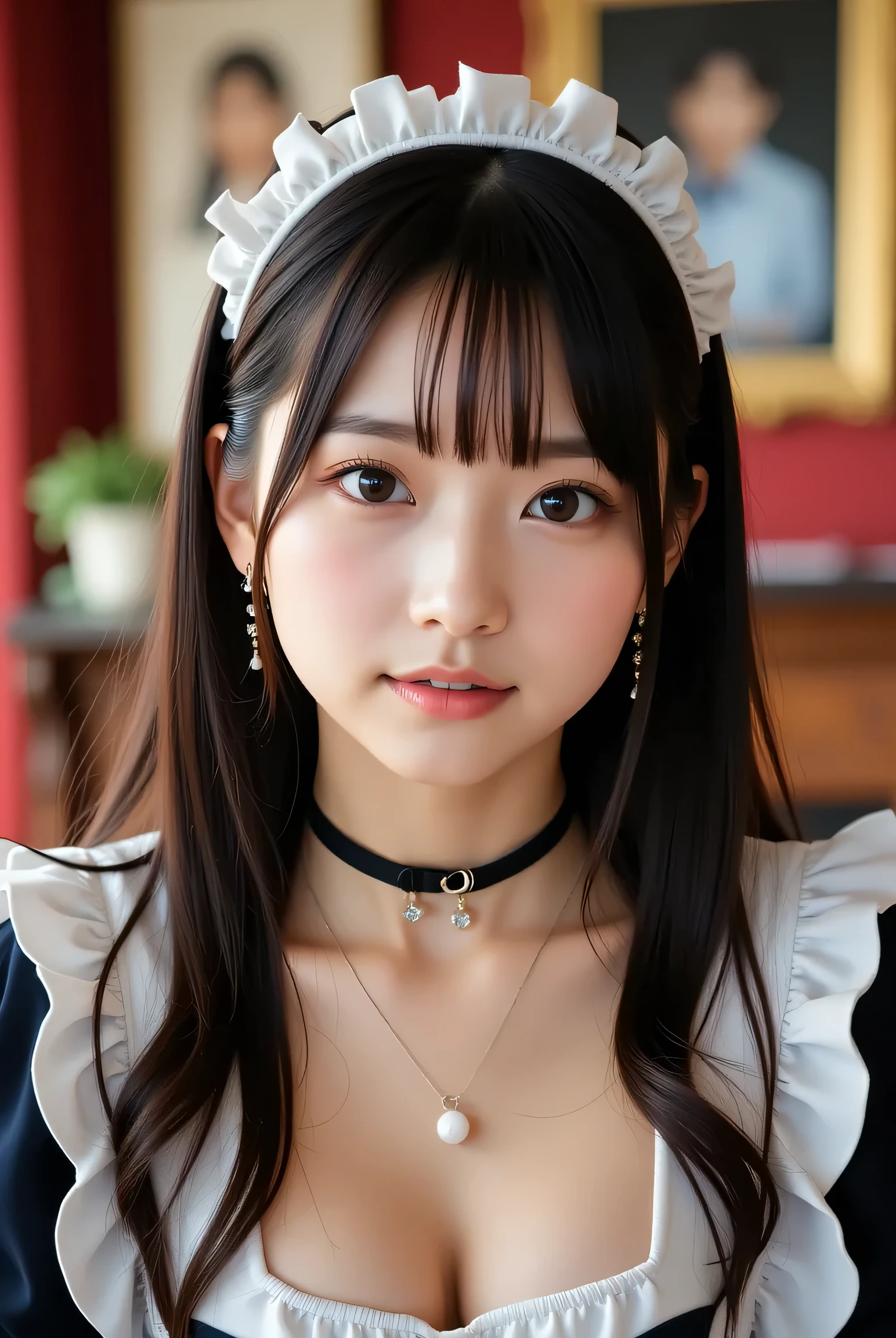  super real ,  Photorealistic ,  she looks so happy , shadow, Global Illumination, alone, ( a famous 20-year-old Japanese idol :1.5), So beautiful fragile Japanese girl, So beautiful、 a very cute but cool face like a boy , (Modern maid,  focus on face :1.2), ( wearing cute colored maid clothes with frills:1.2), (Extremely large breasts),  surimi waist , It's an antique room in a European castle ,  luxurious antique furniture , flower,  A big, fat cat is sleeping in a small bed just for cats,  The gentle flames in the gorgeous fireplace look so warm , She looks at the cat with a gentle smile 