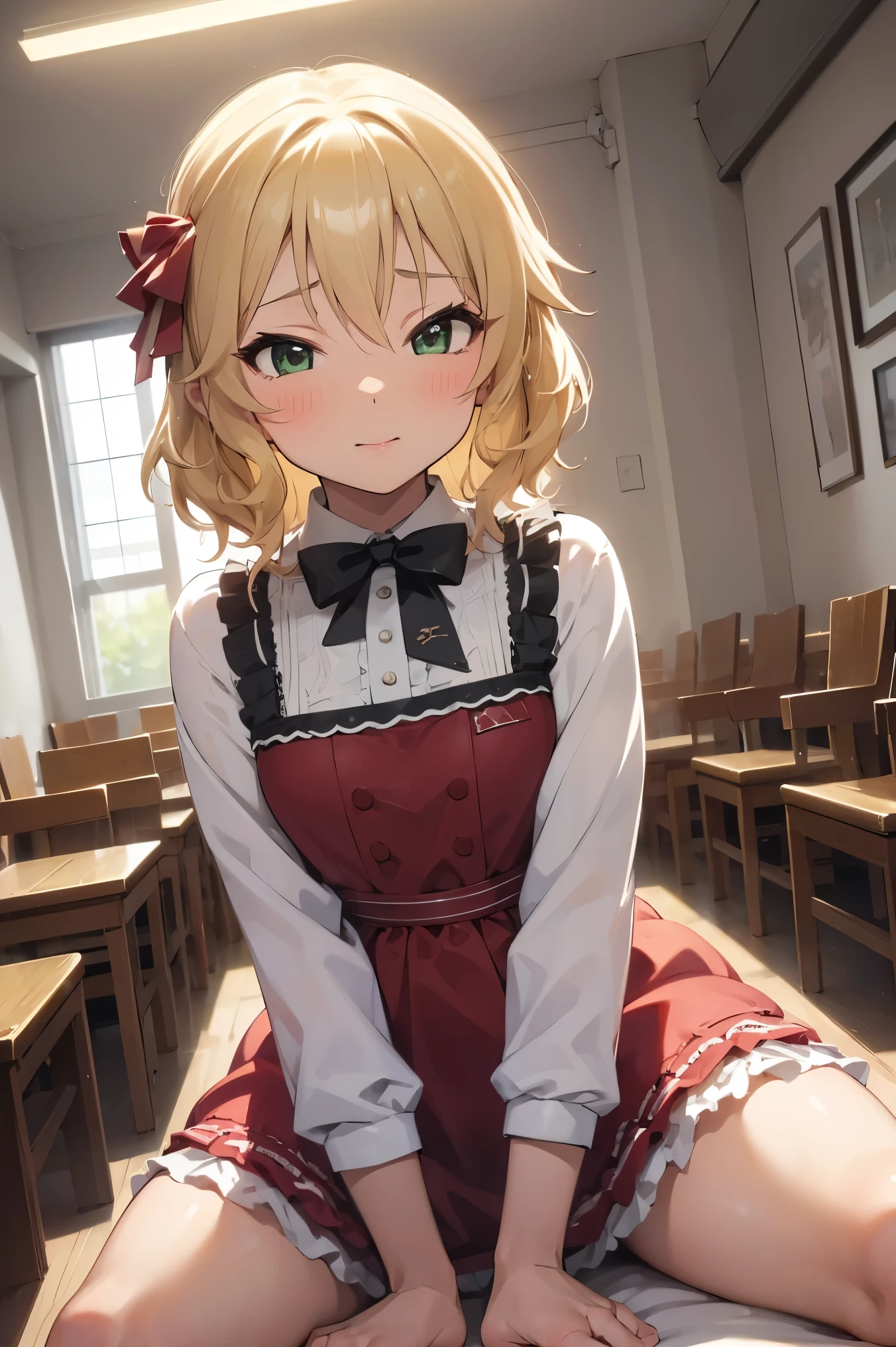 NSFW,masterpiece, top quality, high definition , very detailed,Sakurai Momoka,Idol,ruffle dress,waiting room,Sexual favours