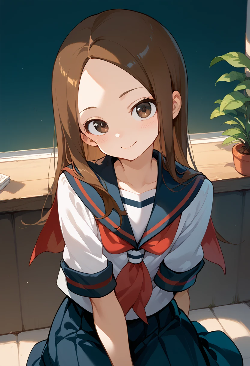 masterpiece, high definition , top quality,8k
( Teasing Master Takagi ,Brown Hair,Twelve year old girl)
( school sailor uniform)