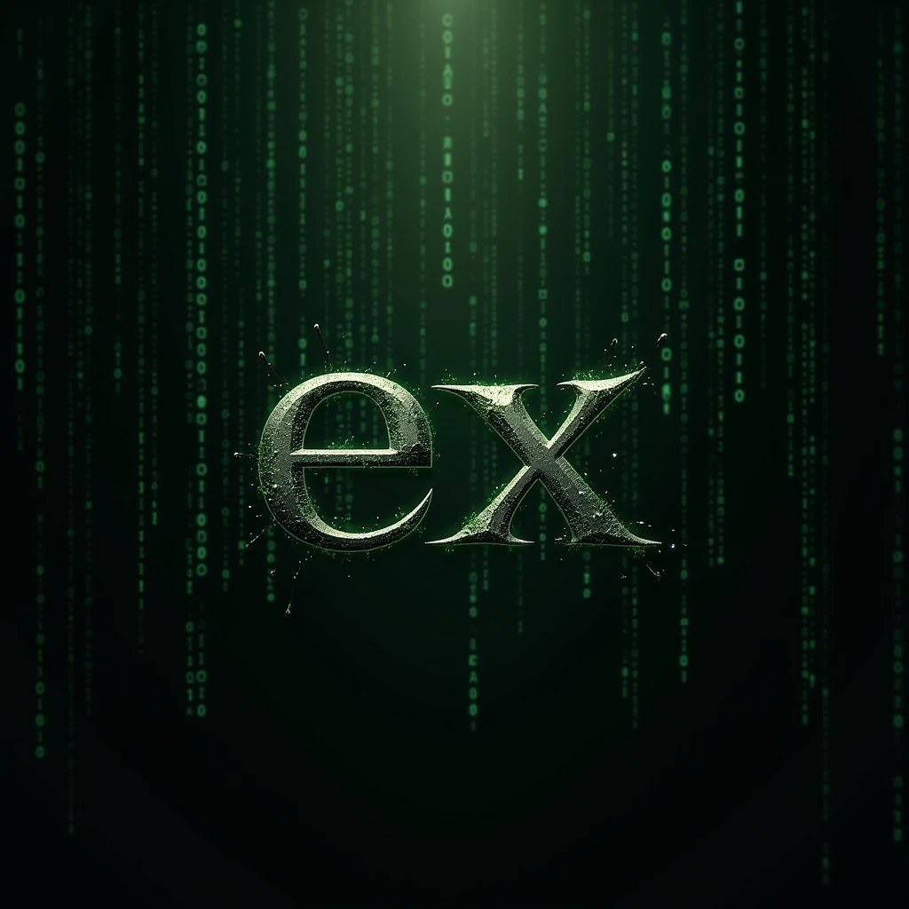 cryptocurrency logo, name "EX", matrix theme, 16k resolution, great quality, stunning details