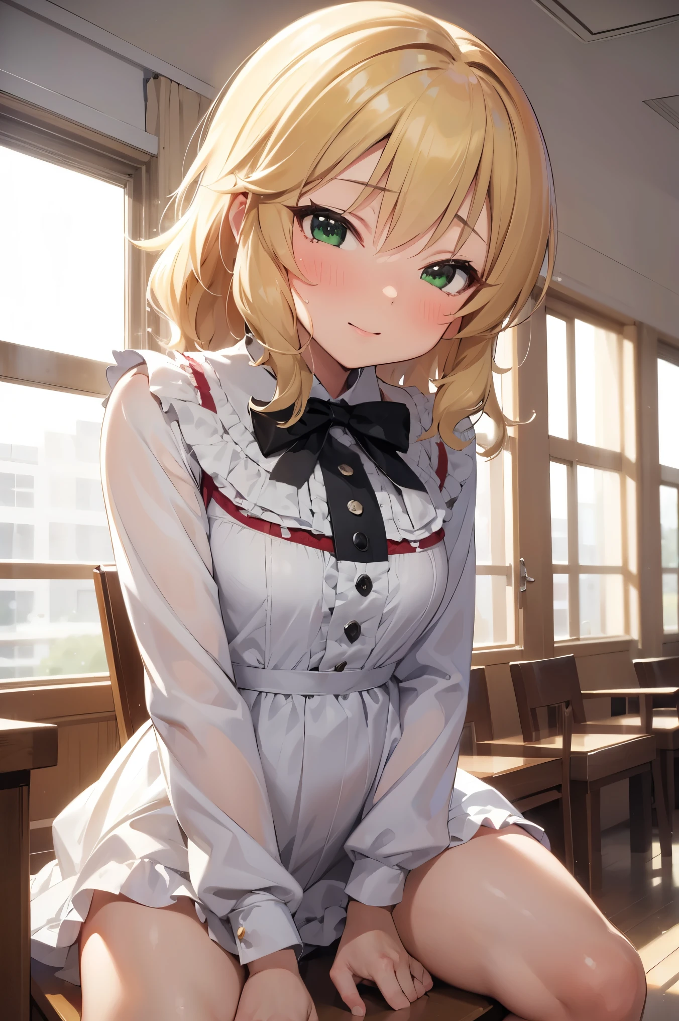 NSFW,masterpiece, top quality, high definition , very detailed,Sakurai Momoka,Idol,ruffle dress,waiting room,Sexual favours