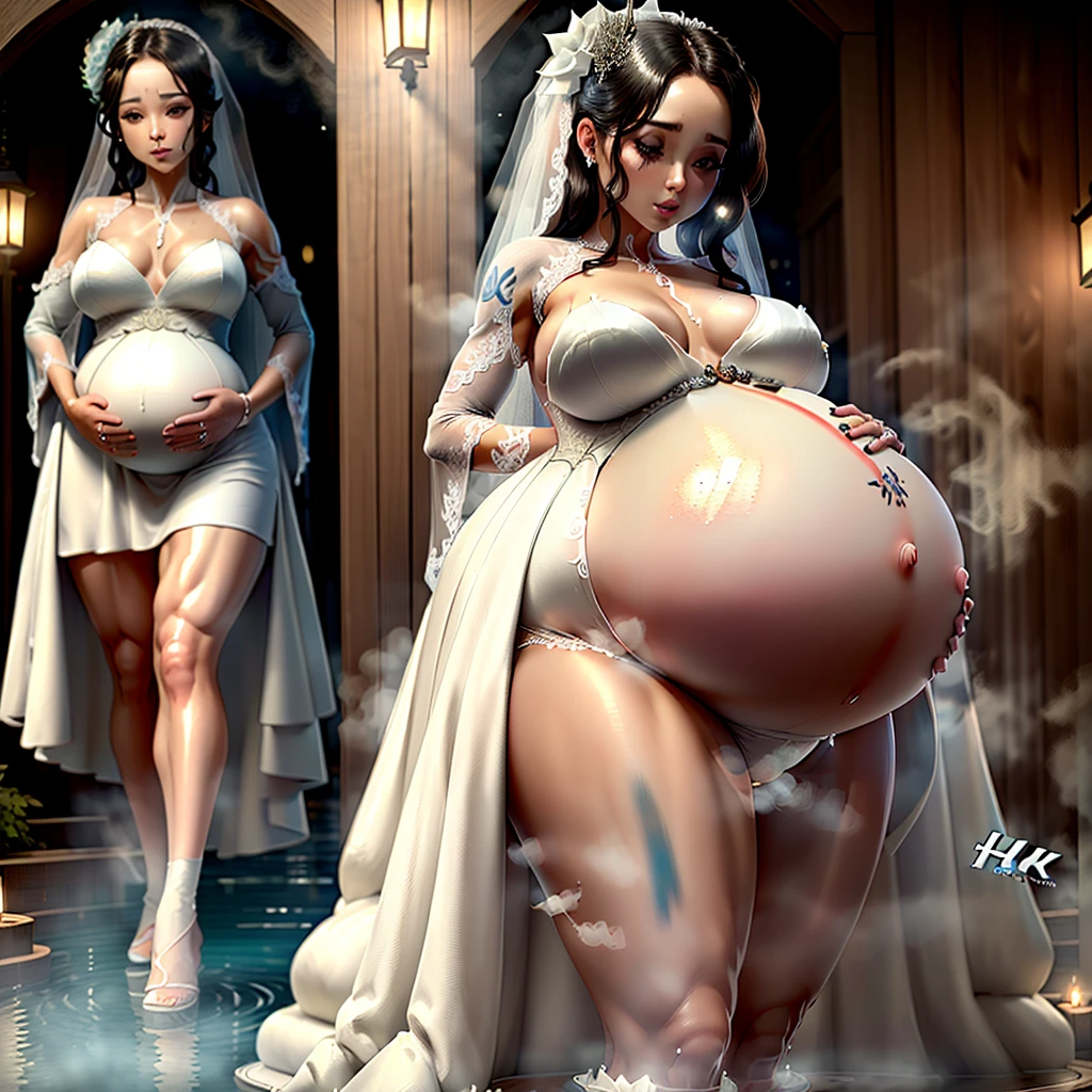 masterpiece, ((Highest quality,))、wedding、2人のcute裸の女の子、cute:1.3、smile:1.2、smile、Mr.々Hair style、pubic hair、Open Stance:1.2)、(((Full nudity、Saggy tits、Pregnant women、Pussy)))、(Realistic and detailed skin texture、Big beautiful eyes、hair ornaments、Veil、See-through、Light colored wedding dresses)