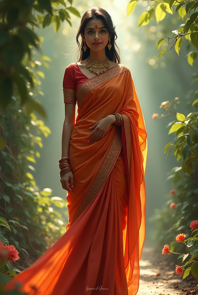A Indian woman in open saare