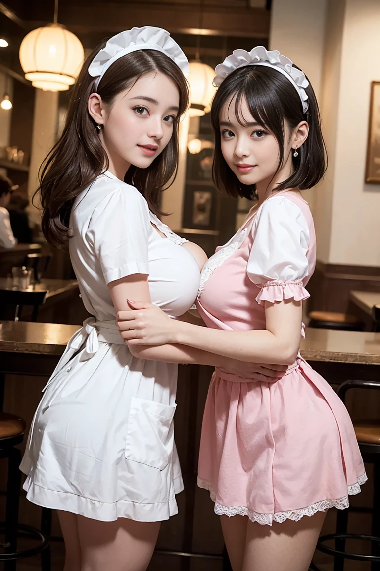 (top-quality)、 (masterpiece)、(Professional lighting with fewer shadows)、 (Bewitching)、 (A hyper-realistic)、(Stylish), (perfect anatomia)、(3People Girls、Bend over and stick your butt out towards the camera), ( Huge breasts), (Bright and even whitening skin without wrinkles and steps), (Beautiful blue eyes with long eyelashes and red tear bags)、 (Braided half-up hair fluttering in the wind), (The costume is naked and only in an apron with ruffles:2.0),(To beautifully emphasize the proud super big ass、Showing off a pose with the buttocks exposed from directly behind:1.5), (Bewitchingly touching each other's breasts and crotches), (detailed beautiful faces), (Shot in a garden full of flowers),