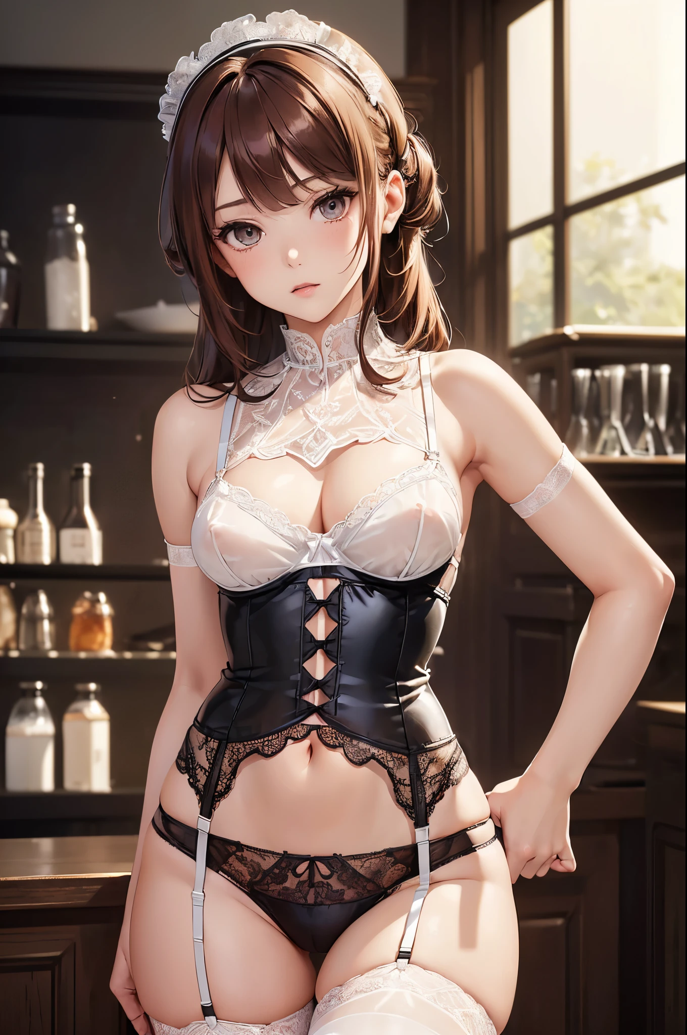 Ermine Girl(((((Sexy Lingerie))))Sexy pose、Standing split schoolyard white bra,