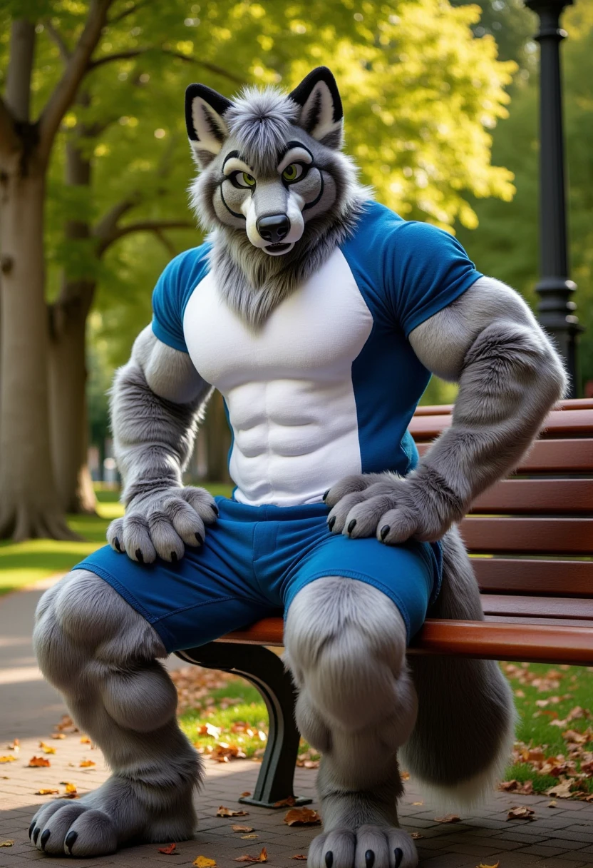 A 20 year old male muscular American male Fox fursuit alone outdoors in the United States posing for camera nerd glasses green fur and blue eyes appears to be in great shape looking at the viewer with a smile and wearing a sexy tight thong 