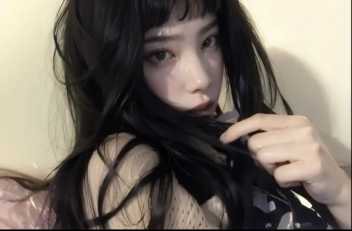 mulher de araffe com cabelo preto longo com um pirulito na boca, cruel korean goth girl, Asian girl, menina coreana, 🤤 retrato da menina, com franja completa, young asian girl, Beautiful Asian girl, Menina chinesa, an Asian woman, com franja, Ela tem cabelo preto com franja, anime vibes, asian female, Asian woman, Shikami, Sensual expression