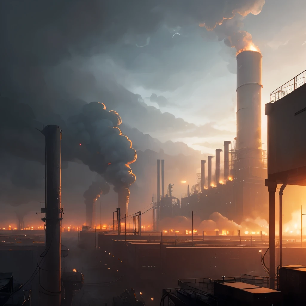 arafed industrial area with smoke and smokestacks in the background, industrial scifi, industrial sci - fi, industrial sci-fi, industrial sci fi, industrial environment, dystopian environment, digital concept art of dystopian, foggy dystopian world, industrial setting, factory background, dystopian atmosphere, industrial complex, detailed atmospheric and gritty, scenic dystopian environment, industrial aesthetic