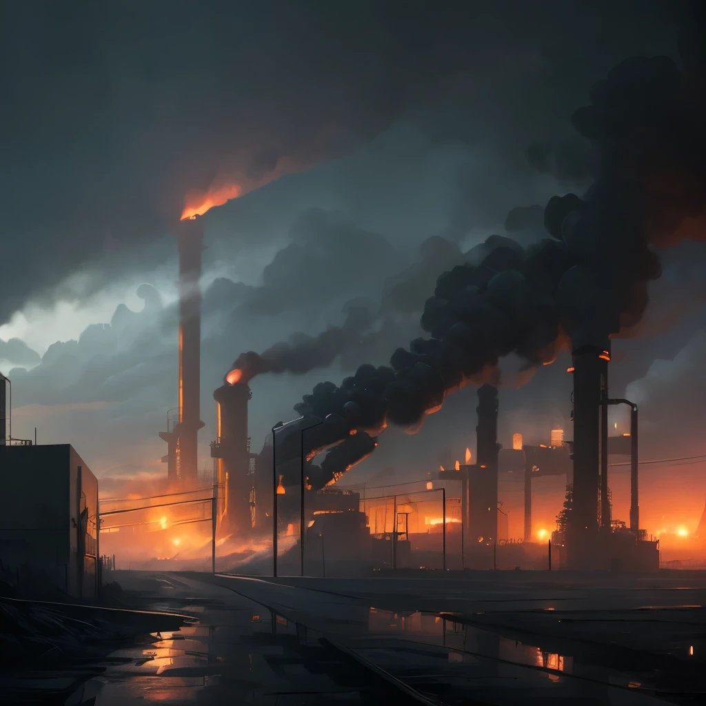 arafed industrial area with smoke and smokestacks in the background, industrial scifi, industrial sci - fi, industrial sci-fi, industrial sci fi, industrial environment, dystopian environment, digital concept art of dystopian, foggy dystopian world, industrial setting, factory background, dystopian atmosphere, industrial complex, detailed atmospheric and gritty, scenic dystopian environment, industrial aesthetic