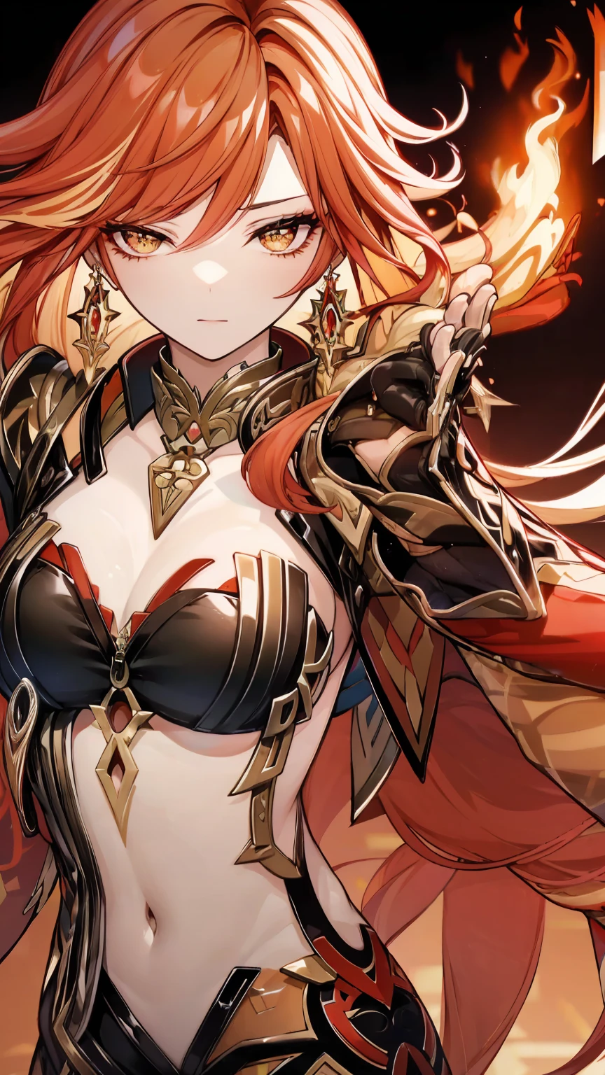 a close up of a woman with long hair and a red dress, a character portrait by Yang J, pixiv, rasquache, keqing from genshin impact, genshin, portrait knights of zodiac girl, ayaka genshin impact, extremely detailed artgerm, appears as the fire goddess, zhongli from genshin impact, the fire queen