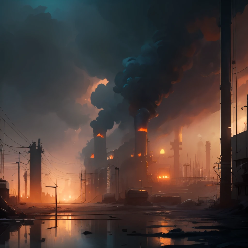 arafed industrial area with smoke and smokestacks in the background, industrial scifi, industrial sci - fi, industrial sci-fi, industrial sci fi, industrial environment, dystopian environment, digital concept art of dystopian, foggy dystopian world, industrial setting, factory background, dystopian atmosphere, industrial complex, detailed atmospheric and gritty, scenic dystopian environment, industrial aesthetic