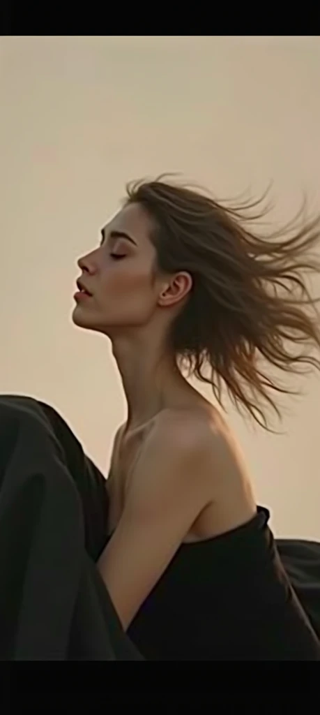 the same model photo but with lighter, straighter hair and better skin details