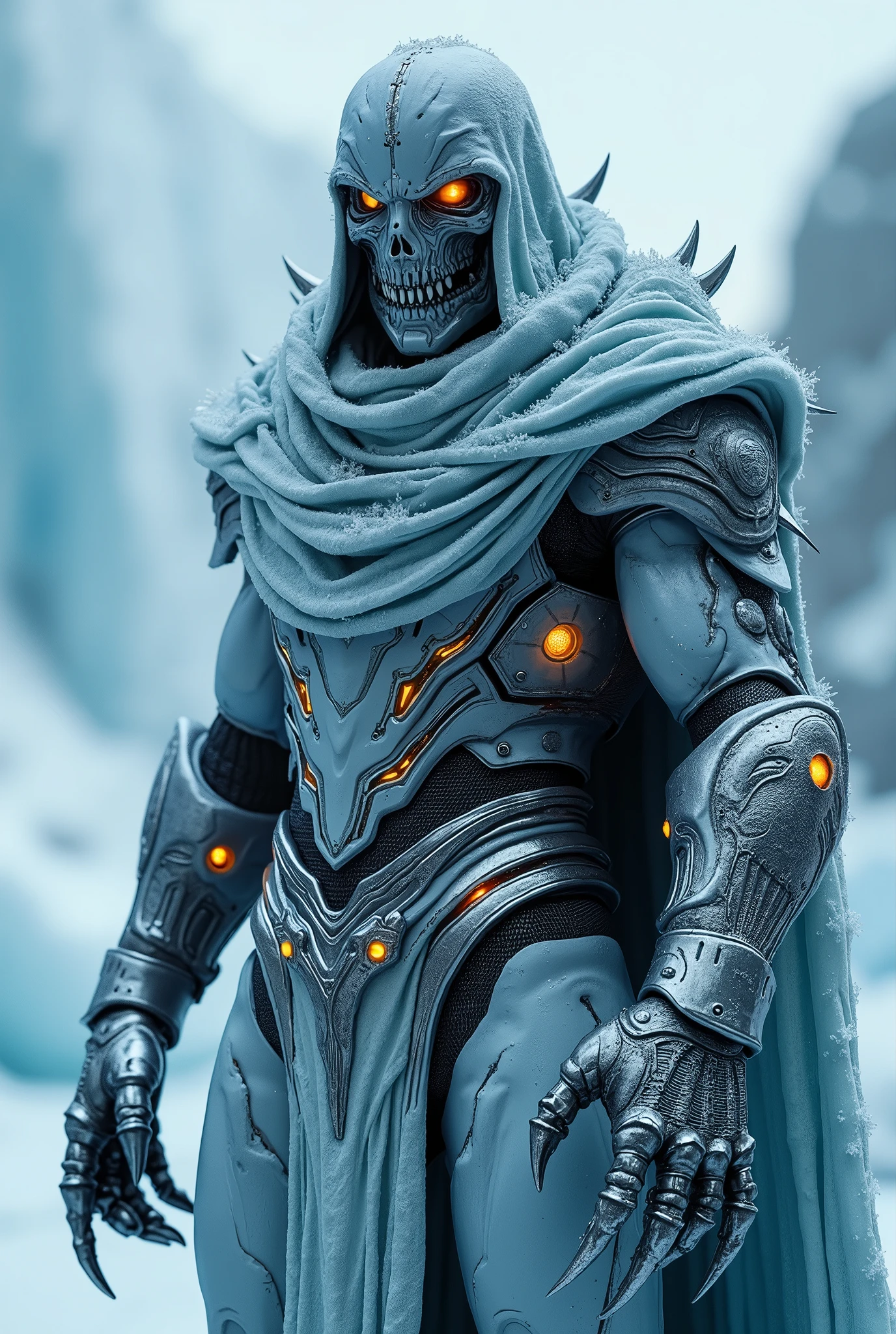 _modelshoot style, (extremely detailed CG unity 8k wallpaper)masterpiece, best quality, intricate detail, absurdres, a skeletonized man like dota 2  hero with bits of flesh hanging off his bones, his skull is covered in icicles and frost, intricate carving, wearing a face mask, glowing eye sockets, wearing a frozen blue crown, chromatic aberration, depth of field, professional photography, soft lighting, tone mapped, highly detailed, sharp focus, dramatic lighting, intricate details, cinematic, 8K, incredible shadows, realistic, (highly detailed background:1.0)