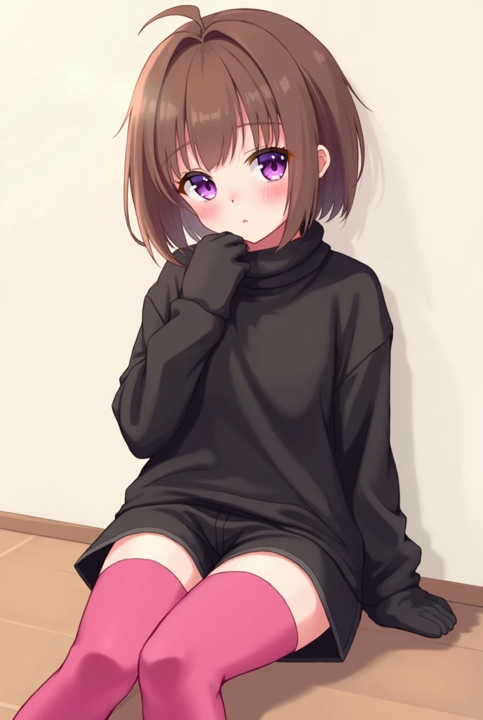 <lora:liliruca_arde:0.7>, liliruca_arde, 1girl, solo, looking at viewer, blush, smile, short hair, brown hair, gloves, brown eyes, sitting, pantyhose, hood, bag, backpack, hugging own legs