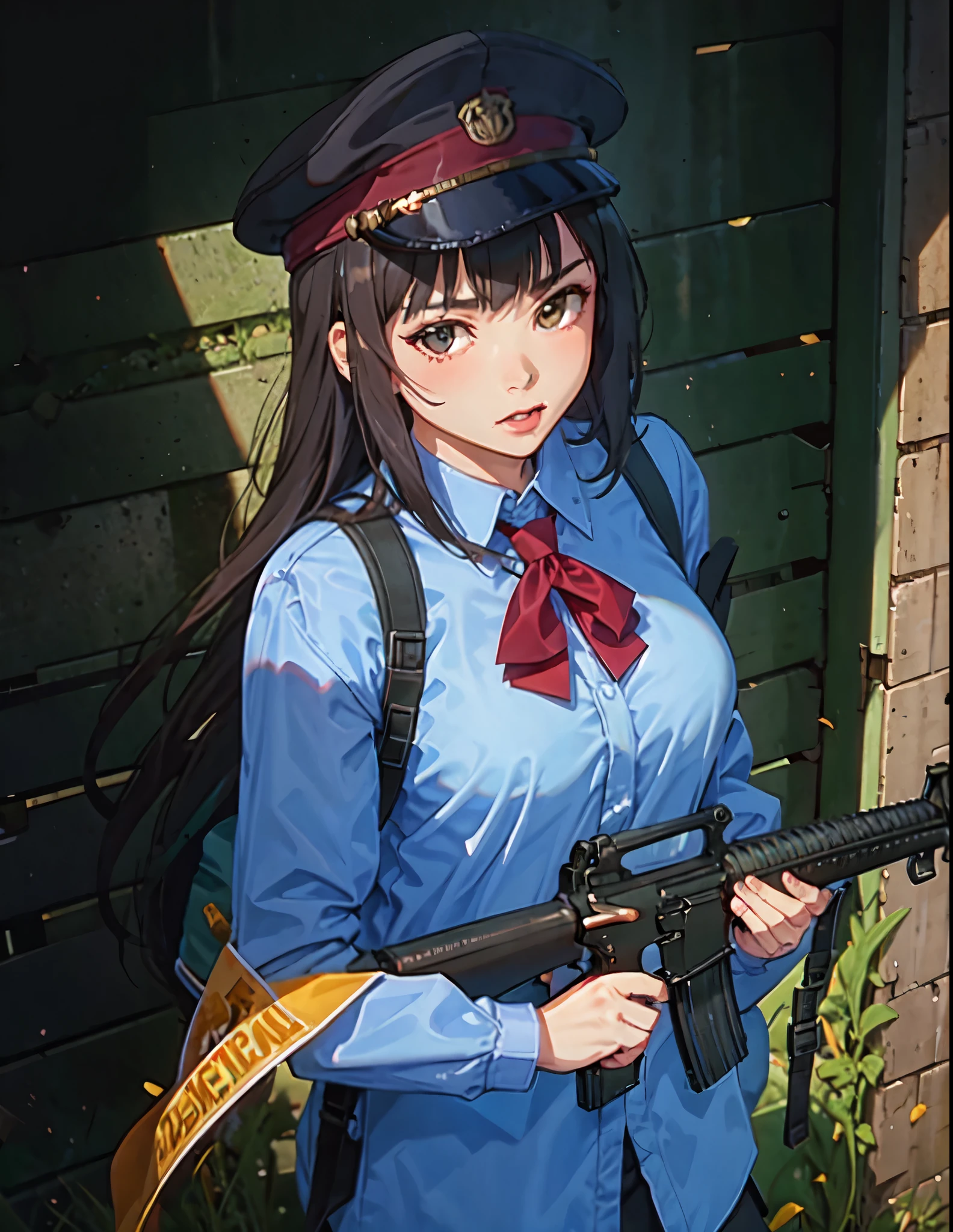 (masterpiece, best quality:1.2), solo, 1girl, using an m16a2, accurate, highly detailed 