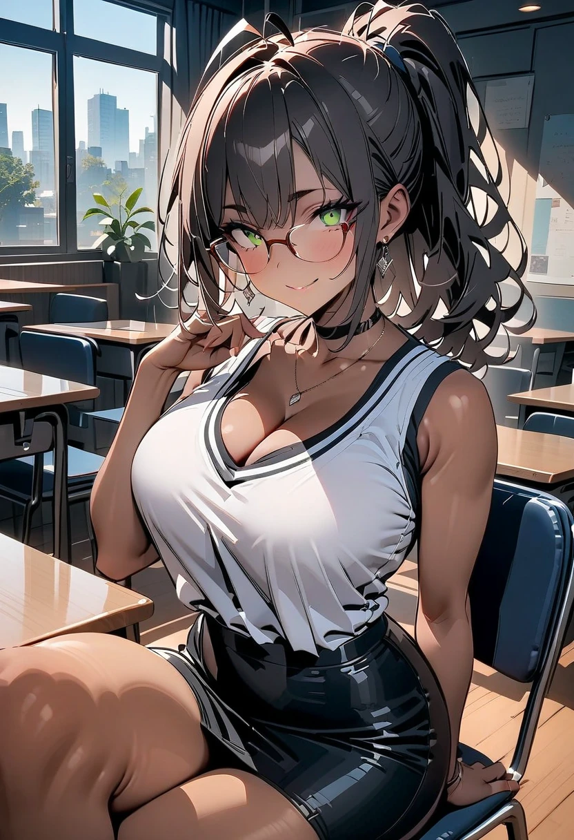 ((Best quality)), ((masterpiece)), (detailed: 1.3)
Beautiful woman, one girl, very detailed eyes, very detailed hair, very detailed clothes, very detailed face, 20 years old girl
((Purple eyes)), ((black hair, twin tails hairstyle, long wavy hair, long side bangs)), ((white bow hair clip)), ((elf ears)), heart earrings, piercing, tanned skin, ((white tank top, naked bottom)), large breasts, cleavage, thick ass, choker, heart necklace, beautiful eyelashes, eyeliner, sultry eyes, juicy lips, soft blush, smooth skin, freckles, natural eyebrows, sweat, dripping sweat.
Posing sexily, hands in the air, provocative, looking at viewer, in love with viewer, orgasm facial expression, cinema lighting, squatting, spread legs, school, class room.