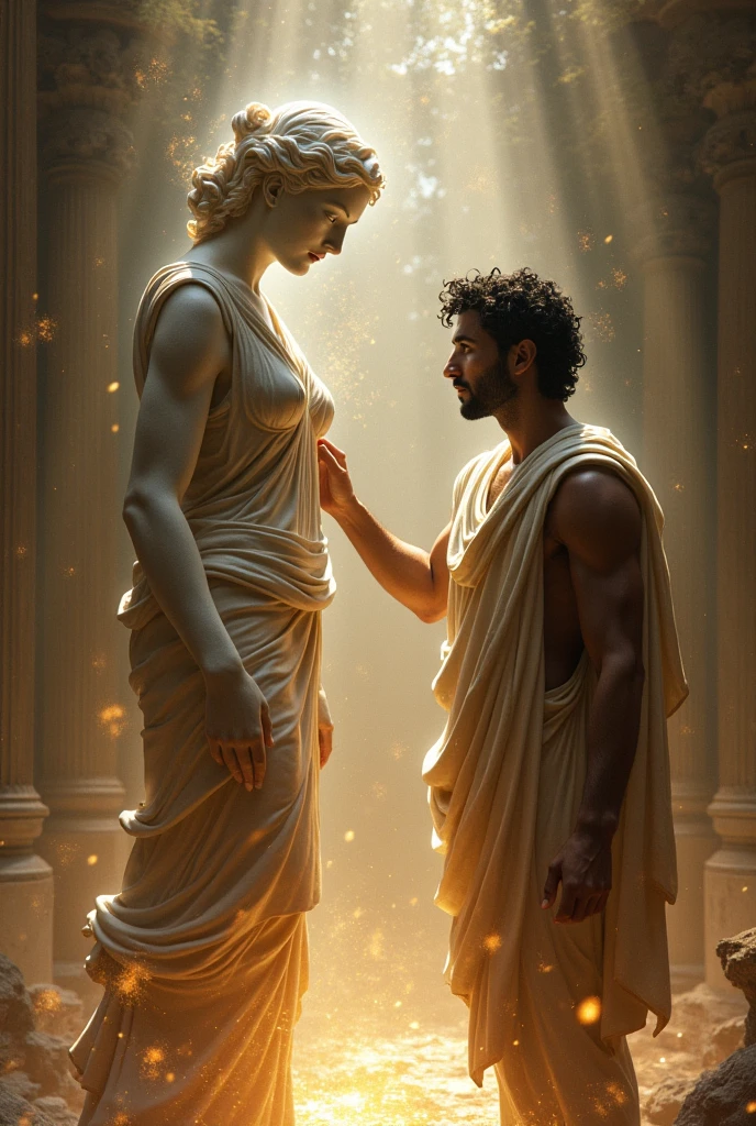 Creation of the first woman and man in the world as if they were Greeks